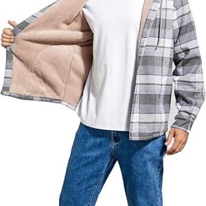 Men's Jacket Fleece Lined Flannel Shirts Sherpa Button Down Jackets